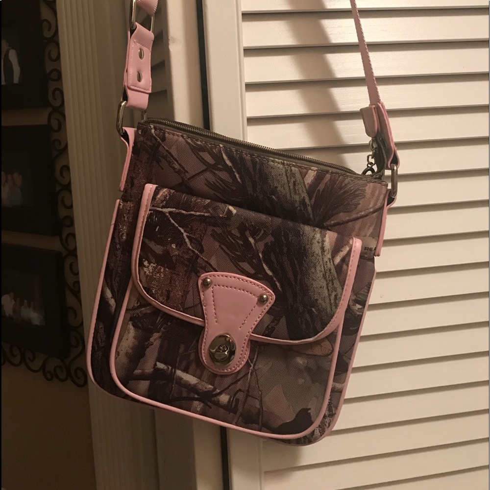 Camo/pink crossbody purse